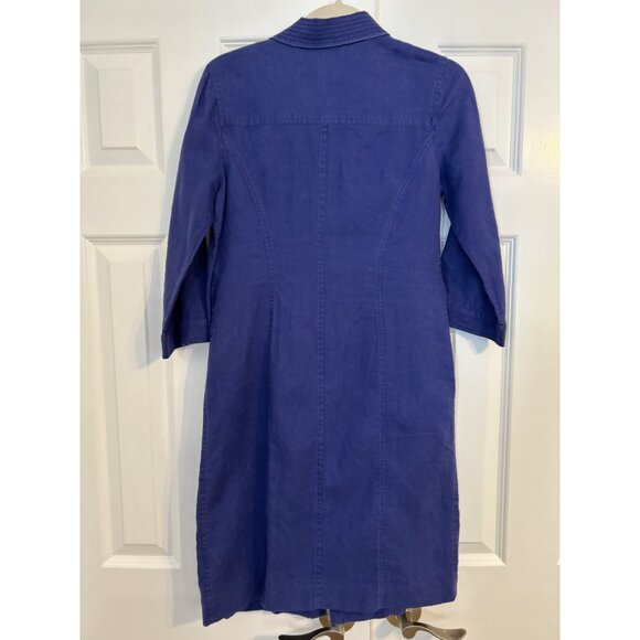 Boden Women's Linen Button Down Long Collared Shirt Dress w/ Front Pockets Size - Picture 7 of 11